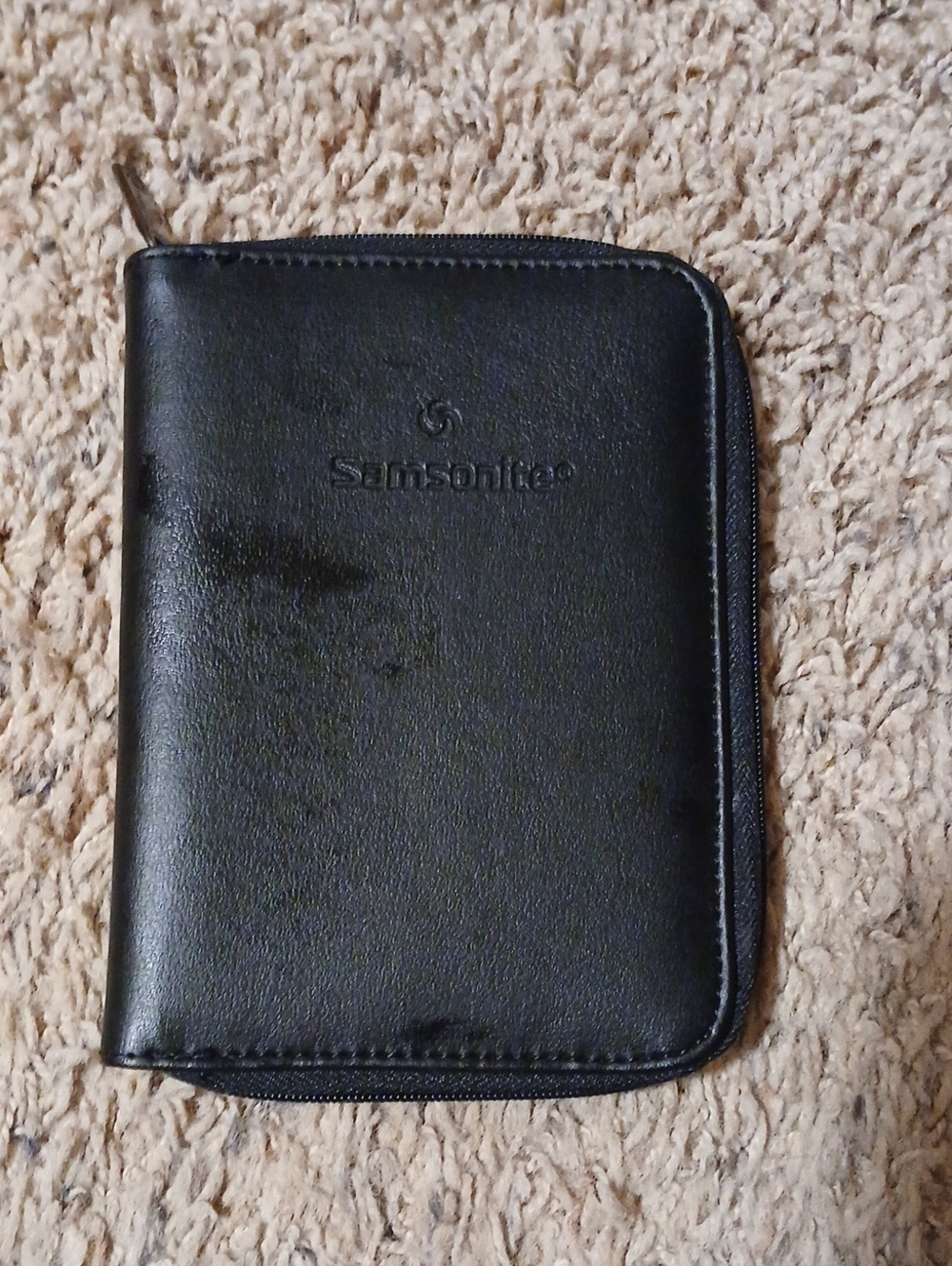Samsonite Black Leather Zip Toiletry/Travel Organizer